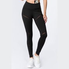 Slash Mesh Workout Leggings Black Your Workouts Just Got Even Better In These Leggings With Mesh Slashes On The Legs To Keep You Stylish And Cool When You Break A Sweat! Elasticized High Rise Waistband Full Length Design Stretchy, Smooth, And Lightweight 88% Polyester, 12% Spandex Approx. Inseam: Small: 28″ Medium: 29″ Large: 30″ Trendy Black Compression Leggings, Trendy Black Sports Leggings, Trendy Black Yoga Pants For Sports, Trendy Tight Black Yoga Pants, Edgy Black Workout Bottoms, Black Mesh Yoga Pants For Workout, Black Mesh Leggings For Gym, Black Mesh Leggings For Yoga, Edgy Stretch Bottoms For Workout