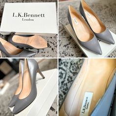 L.K. Bennett Floret Pointed Toe Pump **Gently Worn (Twice) And Appreciated! Smooth Leather Wraps This Streamlined Desk-To-Dinner Pump Framed By A Pointy Toe And Slender Stiletto Heel For Timeless Elegance 3 1/4" Heel Leather Upper, Lining And Sole Made In Spain Size: 38.5 Color: Warm Grey I Love Lkb Heels! So Comfortable And Timeless Styles. I Just Don't Really Wear Heels Anymore In My Life. These Will Make A Fabulous Addition To The Right Person's Collection! Box And Dust Bag Included. Lk Bennett, Collection Box, Warm Grey, Leather Wraps, In My Life, Stiletto Heel, Smooth Leather, Shoes Women Heels, Stiletto Heels