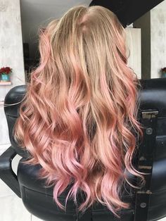 Adventures With Friends, Pink Ombre Hair, Light Pink Hair, Strawberry Hair, Brown Hair Looks, Peach Hair, Twist Ponytail, Hair Color Burgundy, Long Hairstyle