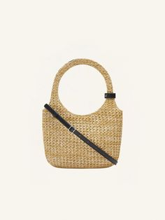 Raffia effect Holy bag, snap closure with metal AC logo, buckle detail on handle, inside pocket inside, adjustable and removable leather shoulder strap.   Length: 19 cmHeight: 34 cmWidth: 24 cm Natural Color Handheld Shoulder Bag With Detachable Handle, Natural Handheld Shoulder Bag With Detachable Handle, Natural Shoulder Bag With Gold-tone Hardware For Shopping, Elegant Bags With Round Handle In Natural Color, Top Handle Bag With Detachable Handle In Natural Color, Natural Bags With Adjustable Double Handle, Natural Color Bags With Adjustable Double Handle, Elegant Natural Bag With Round Handle, Natural Color Tote Bag With Adjustable Handle