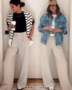 January weekly + Amazon Monthly Recap - The Sister Studio Wide Leg Neutral Pants Outfit, One Outfit 3 Ways, Cream Wide Pants Outfit, Women’s Wide Leg Pants, Cream Pant Outfits Women, Cream Pants Outfit Fall, Spring 2025 Fashion, Cream Colored Pants Outfit, Outfits With Cream Pants