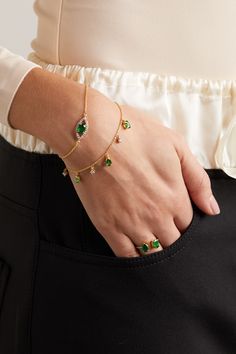 Find HOUSE OF MERAKI Vania 18-karat Gold, Emerald And Diamond Bracelet on Editorialist. One of Gargi Rathi's earliest memories is being captivated by the emerald miners she would see at the local Zambian Tuesday market every summer - the gemstone is now the highlight of her collections. Crafted from gold, this 'Vania' bracelet is strung with glistening Gemfields Zambian emeralds in varying shapes and alternating diamonds. 14k Gold Bracelet With May Birthstone, Luxury Multi-stone Emerald Jewelry, Yellow Gold Bracelets With Jewels In Fine Jewelry Style, Yellow Gold Jeweled Bangle, Gold Multi-stone Jewelry For May Birthstone, Luxury Tsavorite Yellow Gold Jewelry, Luxury Yellow Gold Tsavorite Jewelry, Multi-stone Emerald Gold Jewelry, Fine Jewelry Birthstone Bangle