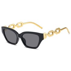 These trendy cat eye sunglasses are the perfect addition to any vintage-inspired outfit. Featuring a stylish metal chain design, they come in a variety of colors to match any mood or outfit. Protect your eyes from the sun in style with these must-have shades. Chain Sunglasses, Sunglasses Women Vintage, Cat Eye Sunglasses Women, Sunglass Chain, Designer Glasses, Color Lenses, Vintage Glasses, Cat Eye Frames, Moda Vintage