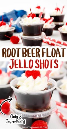 this is an image of root beer float jello shots