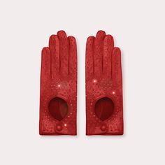 Red Driver Glove with Crystals by Seymoure Gloves. Red Mesh Gloves, 60s Gloves, Burgundy Gloves, Driving Gloves Women's, Women Drivers, Red Leather Gloves, Driving Gloves, Red S, Baby Powder