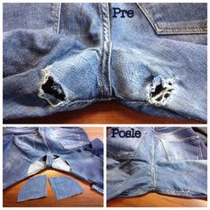 an image of ripped jeans that have been repaired and are showing the holes in them