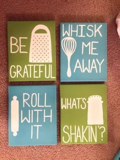 four canvass with different sayings on them