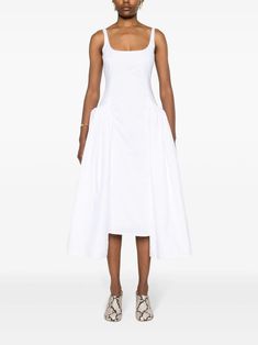 Elevate your wardrobe with the 16Arlington Vezile draped-panels poplin dress. Crafted with quality in mind, this dress features unique draped-panels that add a touch of sophistication and style. The fluid poplin fabric offers a comfortable and flattering fit. Perfect for any occasion. Elegant Summer Poplin Dress, Elegant Poplin Summer Dress, Elegant Poplin Dress For Summer, Elegant Poplin Daywear Dresses, Elegant Poplin Dresses For Daywear, Asymmetrical Cotton Work Dress, Asymmetrical Cotton Dress For Work, Elegant Cotton Midi Dress With Asymmetrical Hem, Fitted Asymmetrical Midi Dress For Daywear