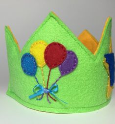 Personalized Felt Birthday Crown - Balloons - Smash Cake - Personalized Felt Birthday Crown Boy, Whimsical Tall Crown As Gift, Playful Multicolor Birthday Party Supplies, Princess Crown With Pinched Crown For Birthday, Princess Crown Party Supplies For Birthday, Whimsical Tall Crown For Birthday, Multicolor Handmade Craft Supplies For Birthday, Cute Birthday Crown With Round Shape, Cute Handmade Craft Supplies For Birthday