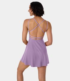 Women’s Crisscross Backless Flare Mini Slip Dance Active Dress - Halara Barre Ballet, Workout Dress, Active Dress, Orchid Bouquet, Shorts Workout, Mini Slip, Flare Mini Dress, Skating Dresses, Girls Fashion Clothes