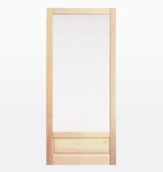 an empty wooden door on a white background