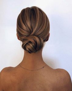 Classic chignon. #lowbun #chignon #sleekhair Updos For Medium Length Hair, Bridal Hair And Makeup, Wedding Hair And Makeup, Bride Hairstyles, Bridesmaid Hair, Hair Updos