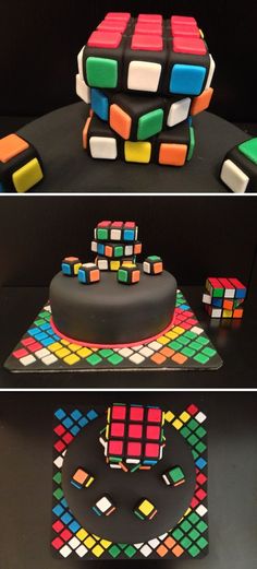 a cake made to look like a rubik cube