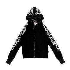 Great Condition Zipper Up To Hood. Unisex Fit Winter Black Outerwear With Logo Print, Winter Streetwear Outerwear With Logo Print, Black & White, Zip Ups, Men Sweater, Zipper, Man Shop, Black And White, Black