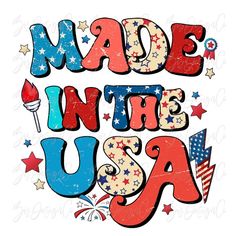 made in the usa with stars and an american flag