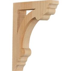 an unfinished wood corbet bracket on a white background