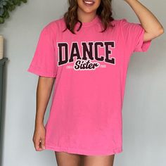 "Dance Sister Shirt, Loud & Proud Dance Sister Gear, Dance Sister Gift, Competition Dance Sister Tee, Dance Sister Comfort Colors T-shirt How To Order - Please make sure you have looked at all sizes and color charts. - Select from the various T-Shirt sizes and colors from scroll down menus. - Fill in the personalization box (if provided) as exemplified. - Click \"Add to cart\" button. You can turn back and add more items of different size and color. Order Process - Our processing time is 5-10 days. - Shipping is first class, usually 1-5 business days (after processing time) depending on the location. - You can choose faster shipping options at checkout. (This does not affect the production time, production time remains the same, expedited shipping is only for delivery time that will be und Competition Dance, Sister Shirt, Sister Shirts, Dance Competition, Color Charts, Sister Gifts, Color Chart, Dye T Shirt, Tshirt Colors