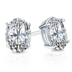 These gorgeous lab grown diamond stud earrings feature a 4-prong basket setting in a glistening platinum metal. The studs include dazzling oval-cut lab grown diamonds with a total weight of 6.00 ct. and are available with push-back or screw back . Oval Diamond Earrings Studs, Oval Diamond Earring, Piercing Rings, Black Diamond Pendant, Black Diamond Studs, Button Piercing, Halo Diamond Earrings, Solitaire Diamond Pendant, Colored Diamond Rings