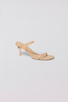 Classic Beige Sandals For Party, Classic Beige Evening Sandals, Designer Beige Sandals With Single Toe Strap, Luxury Beige Heels With Single Toe Strap, The Siren, Low Heel Sandals, End Of Season Sale, Heel Sandal, Knitwear Tops