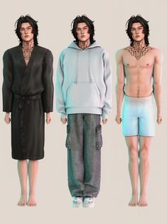 three male models wearing different colored clothing