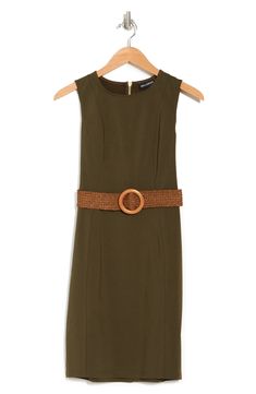 A flattering belted waist completes this gorgeous sheath dress. 36" length (size S) Crew neck Sleeveless Exposed back-zip closure Belted waist Solid 74% rayon, 23% nylon, 3% spandex Machine wash, tumble dry Imported Sleeveless Dresses With Belt Loops, Fitted Sleeveless Dress With Belt Loops, Sleeveless Belted Midi Dress For Spring, Sleeveless Midi Dress With Belt For Spring, Spring Sleeveless Dress With Belt, Sleeveless Summer Dresses With Belt Loops, Sleeveless Midi Dress With Belt For Work, Sleeveless Spring Dress With Belt Loops, Sleeveless Dress With Belt Loops For Spring