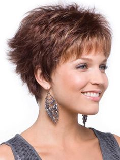 Key Features Brand: Rene' of Paris Wigs Type of Hair: Synthetic Hair Fibers Headsize: Average Weight: 2.0 oz. Approx. Hair Length: Fringe 3.5", Crown 3.5", Nape 2.0" Color(s) Shown on Model(s): Harvest Gold, Raspberry Ice Description Short & Saucy with razor finished layers. Just spike it up and go! The Lizzy Wig by Rene of Paris offers a fresh, funky look with its unique styling flexibility. Featuring "R" (Rooted) Colors Rooted colors offer a darker root with a gradual lightening toward the end Spikey Short Hair, Short Spiky Haircuts, Color Rubio, Short Shag Hairstyles, Easy Hairstyles For Medium Hair, Haircut Inspiration, Very Short Hair, Short Hair Styles Easy, Easy Hairstyles For Long Hair