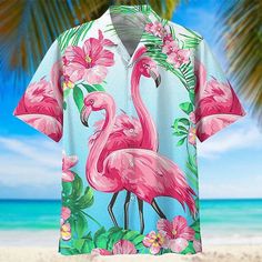 Season:Summer,Spring; Fabric:Polyester; Sleeve Length:Short Sleeve; Look After Me:Machine wash,Hand wash,Washable; Gender:Men's; Style:Tropical,Fashion,Hawaiian,Soft,Breathable; Tops Type:Shirt,Summer Hawaiian Shirt; Occasion:Hawaiian,Beach,Casual,Holiday,Going out; Age Group:Adults'; Fit Type:Regular Fit; Pattern:Graphic Prints,Flamingo; Design:Print,Button-Down; Neckline:Turndown; Brand:OUKU; Front page:FF; Listing Date:02/02/2023; Bust:; Length:; Shoulder Width:; Fit US Size:; Fit UK Size:; F Flamingo Clothes, Flamingo Wedding, Oversized Shirt Men, Flamingo Tattoo, Hawaii Shirts, Flowers Tropical, Tropical Shirt, Flamingo Pink, Hawaiian Beach