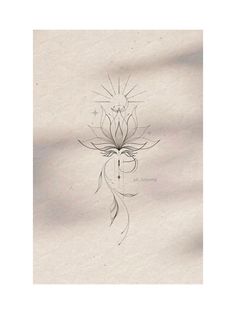 a drawing of a flower on paper