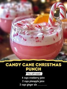 Candy Cane Punch Recipe, Candy Cane Punch, Candy Cane Christmas Punch, Yoli Recipes, Christmas Drinks Nonalcoholic, Family Drinks