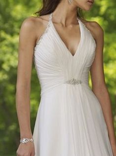 Mon Cheri Bridal Greek Goddess Plus Size A Line V Neck Halter Bridal Gown Wedding Dresses In Stock Glass Slipper Formals Halter Wedding Dress Plus Size, A Line Halter Wedding Dress, Greek Goddess Wedding Dress, Greek Goddess Style, Halter Top Wedding Dress, Plus Size Wedding Gown, Grecian Wedding Dress, Empire Waist Wedding Dress, 2nd Wedding Dresses