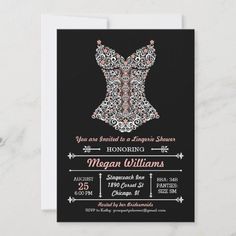 an elegant black and pink bridal party card