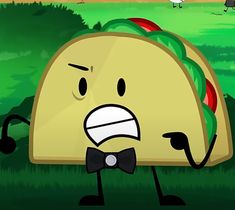 an animated image of a taco with a bow tie