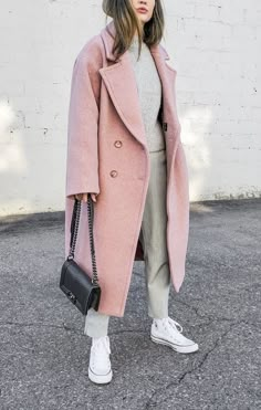 Pink Coat Outfit, General Outfit, Trendy Dress Styles, Look Rose, Coat Outfit, Trendy Dress, Autumn Outfits