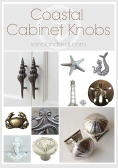 the cover of coastal cabinet knobs by sand and sisa, with pictures of sea creatures