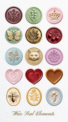 a bunch of different types of wax seals