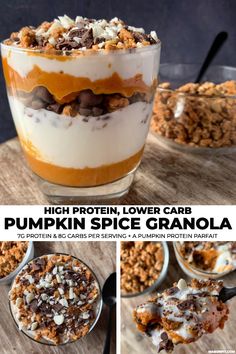 pumpkin spice granola in a glass dish with chocolate chips and marshmallows