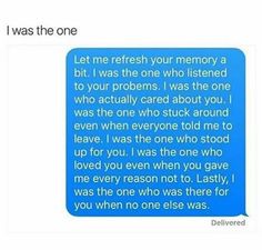 a text message that reads, i was the one let me refresh your memory a bit