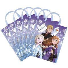 frozen princess party bags with snowflakes on them