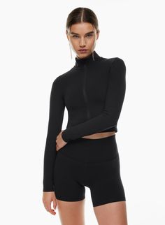 TNABUTTER™ LIMIT ZIP LONGSLEEVE | Aritzia Dreamy Clothes, Think Fast, Aritzia Tna, Mock Neckline, Colorful Hoodies, Black Crop, Shirt Sale, Secret Santa, Dress Details