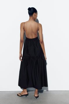 LONG TIERED DRESS - Black | ZARA United States Ribbed Top, Straight Cut, Get Dressed, Smocking