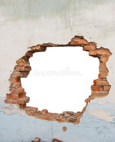 an old brick wall with a hole in the middle royalty images and stock photos for commercial use