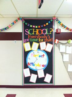 a school bulletin board with writing on it