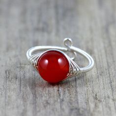 Sterling silver carnelian ring  Free US Shipping by AnniDesignsllc Dainty Silver Pearl Ring As Gift, Dainty Silver Pearl Ring For Gift, Wedding Wire Wrapped Sterling Silver Rings, Carnelian Ring, Feb 5, Beaded Material, Pendant Rings, Jewelry Projects, Bridesmaid Gift