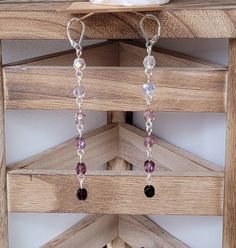 These earrings are 3 3/4 inches from top to bottom. They are made from beautiful, coordinating pink/purple Czech glass beads. Lever Back closures are made of Sterling Silver. Hoops themselves are nickel free alloy.  These earrings are beautiful and really shine in the daylight with the warm sun. The light bounces off showing more depth of color throughout the stones. These delicate earrings are the perfect accompaniment to any outfit. Beading Earrings, Earring Inspo, Rose Violette, Earring Ideas, Handmade Jewelry Diy, Dangling Earrings, Delicate Earrings, Jewelry Inspo, Glass Earrings