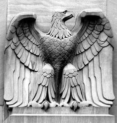 an eagle on the side of a building