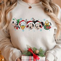 Disney Friends Christmas Sweatshirt, Mickey Christmas Sweatshirt Christmas Family Vacation, Dog Lover Sweatshirt, Disney Christmas Shirts, Winnie The Pooh Christmas, Very Merry Christmas Party, Christmas Disney, Princess Shirt, Mickey Christmas, Disney Friends