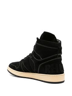 Find RHUDE Rhecess High-top Suede Sneakers on Editorialist. black calf suede panelled design logo patch to the rear front lace-up fastening rubber sole Leather Lace-up Sneakers With Logo Patch, Black Suede High-top Sneakers, Black Suede High-top Sneakers With Branded Insole, Suede High-top Sneakers With Rubber Sole For Streetwear, Urban Suede High-top Sneakers With Laces, Urban Suede High-top Sneakers, Black Sporty High-top Sneakers With Logo Patch, High-top Sneakers With Logo Patch For Sports, Sports High-top Sneakers With Logo Patch