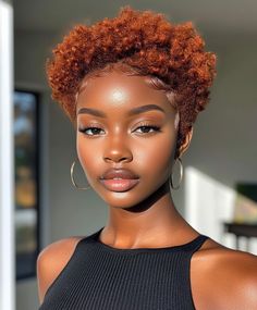 How to Maintain a Ginger Tapered Cut for Black Women? 🧼 Ginger Afro Hair, Ginger Short Hair Black Women, Ginger Short Hair, Ginger Hair Color On Black Women, Short Ginger Hair, Ginger Hair Black Women, Tapered Afro, Ginger Women, Jet Black Hair