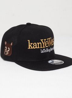 Cap inspired by Kanye West's Late Registration album It contains the album name on the front, and the album cover on the right side. College Snapback Cap, College Snapback Hat, College Snapback Hat One Size Fits Most, Adjustable Snapback Baseball Cap For College, Streetwear Baseball Cap With Embroidered Logo, Embroidered Logo Snapback Hat For College, College Snapback Baseball Cap With Embroidered Logo, Streetwear Hat With Embroidered Logo, Late Registration