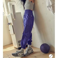 Reposhing This Item I Purchased From @Izzyxovo. Loved It, But Ready To Rotate For Something New. Questions? Leave A Comment Below! Trendy Purple Sports Bottoms, Trendy Blue Leisure Pants, Rayon Pants, Jelly Shoes, The Way Home, Fp Movement, Walker Boots, Pajama Shirt, Free People Pants